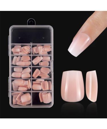 Gradient Pink Press on Nails Short Coffin Press on Nails Square Shape for Summer Style