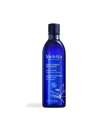Melvita, Organic Cornflower Floral Water, Ideal for All Skin Types, Certified Organic and Natural, helps decongest, soothe tired or irritated eyes and reduce dark circles, 200 ml