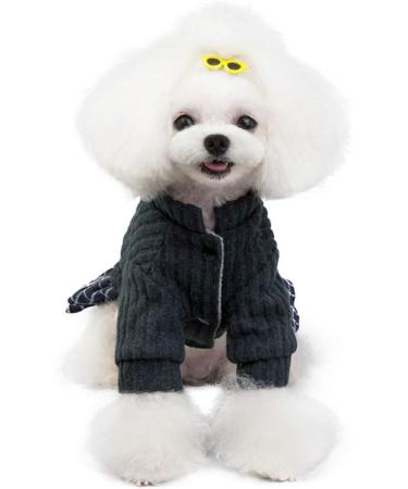 Rayminsino Pet Wool Clothing - Stylish Princess Rock Flower Plaid Sweater for Puppies & Medium Dogs - Warm Cotton Jacket for Cats in Gray - Buy Online on GoSupps.com