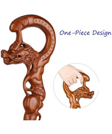 BJH Wooden Walking Stick Hand Carved with Dragon S Head Shape Handle Interesting - Buy Online on GoSupps.com