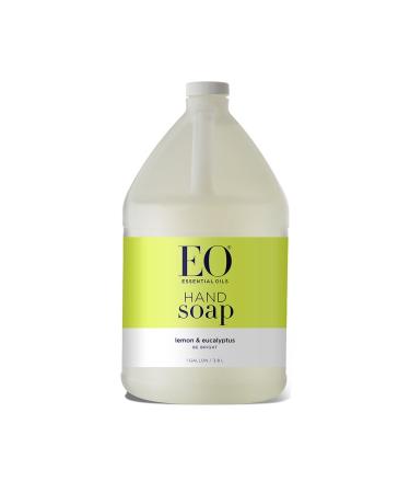 EO Liquid Hand Soap Refill, 128 Ounce, Lemon and Eucalyptus, Organic Plant-Based Gentle Cleanser with Pure Essential Oils Lemon and Eucalyptus 128 Fl Oz (Pack of 1)