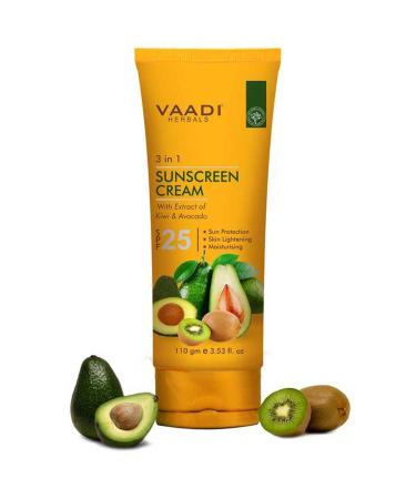 Natural Sunscreen Cream SPF 25 - Kiwi & Avocado Extracts | Nourishing Protection for All Skin Types - 110g - Buy Online on GoSupps.com
