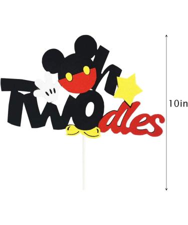 CHuangQi Oh Twodles Cake Topper Mickey Themed 2nd Birthday Cake Decor Second Birthday Party Supplies - Buy Online on GoSupps.com