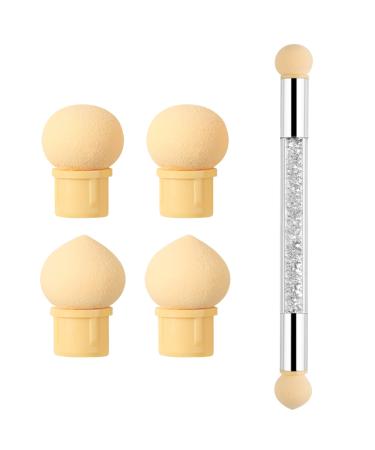 Hanyousheng baby boomer brush double head ombre brush brush baby boomer nail art sponge with 4 replacement heads nail art rendering tools for UV gel and wrong nails