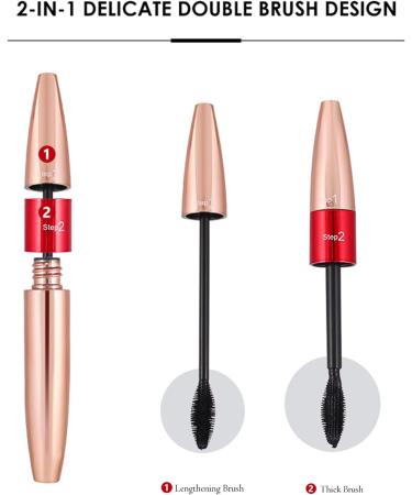 HOUSN Waterproof Mascara Long Lasting Mascara Voluminous Mascara 2 Brush Heads 2 in 1 Mascara for a Natural Lengthening and Thickening Effect - Buy Online on GoSupps.com