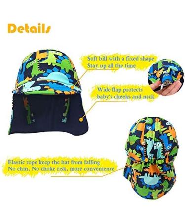 Kids Legionnaires Hat UPF 50+ Sun Protection Swim Cap - Dinosaur Design | Quick-Drying Boys Sun Hat for Beach and Pool | 2-4 Years - Buy Online on GoSupps.com