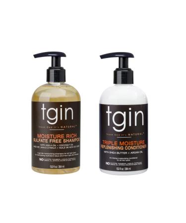 tgin Moisture Rich Sulfate Free Shampoo For Natural Hair - Dry Hair - Curly Hair (2 Pack Duo) Duo 13 Fl Oz (Pack of 2)