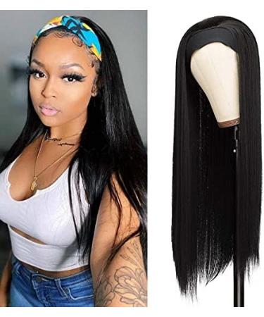 Jakejay Headband Wigs for Black Women - Synthetic Brazilian Ombre Long Straight 22in Blonde & Black Styles - Buy Online on GoSupps.com