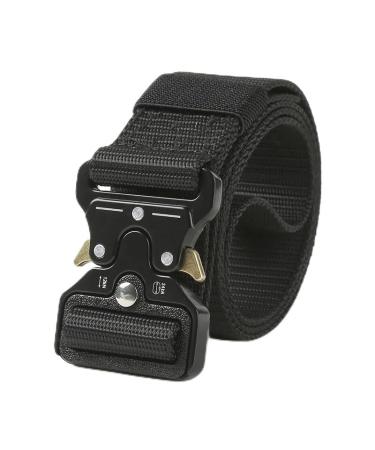 Generic Tactical Belt with Quick Release Buckle - Heavy-Duty Military Style Waist Belt (Black)