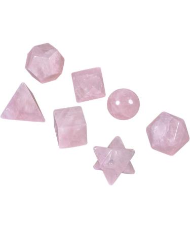 Buy Nupuyai 7 Pieces Rose Quartz Platonic Solids Set - Sacred Geometry & Reiki Healing Crystals - Gift Box - International Shipping - Buy Online on GoSupps.com