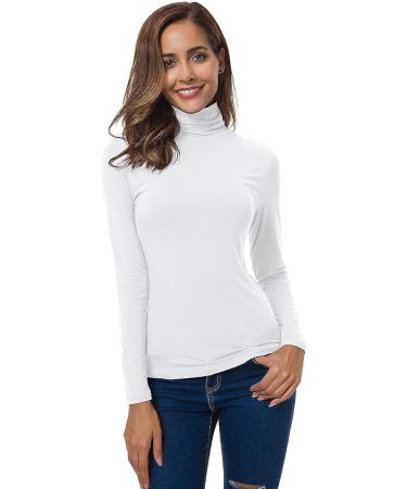 VOBCTY Women's Lightweight Slim Fit Turtleneck Active Shirt - White, Small - Buy Online on GoSupps.com