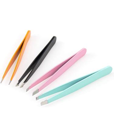 Desikixudy 8 Eyebrow Tweezers Set - Slanted & Pointed Tips Premium Beauty Tool with Leather Case - Perfect for Precise Hair Removal - Buy Online on GoSupps.com
