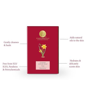 Buy Forest-Essentials Luxury Sugar Soap | Nargis | Ayurvedic Handmade Organic Soap for Smooth Skin | Scented Bath Soap with Raw Cane Sugar - International Shipping Available - Buy Online on GoSupps.com