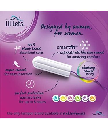 Lil-Lets Non-Applicator Super Plus Extra Tampons 28 Count (1 Pack) for Very Heavy Flow 5 Droplets Plant-Based SmartFit Non-App Tampon Size Super Plus Extra 28 Count - Buy Online on GoSupps.com