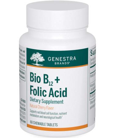 Genestra Brands Bio B12 + Folic Acid | Vitamin Supplement | 60 Chewable Tablets