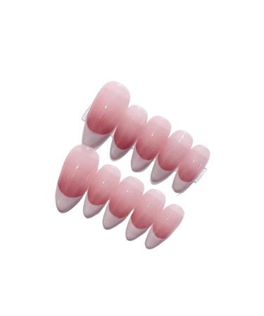 French Almond Ombre Handmade Press On Nails Long Acrylic False Nail Tips InNail enhancement false nails (Color : M)