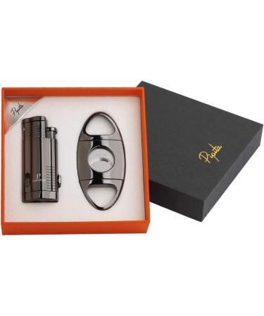 PIPITA Torch Lighter Gift Set Windproof Lighter with Punch Refillable Butane Torch Gas Lighters and Cutter (Without Gas) Grey - Buy Online on GoSupps.com