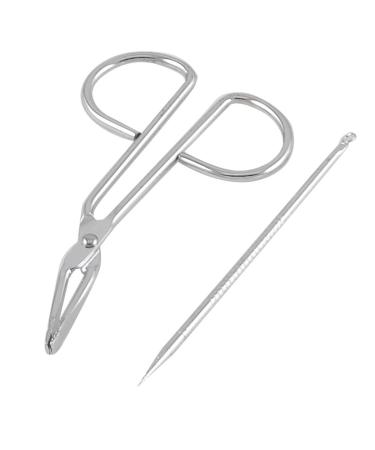 Ruilogod Blackhead Extractor Acne Remover pin Eyebrow Scissors Set 2 in 1