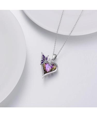Oralgo's Handmade Minimalist Vintage Necklace - Collarbone Chain with Butterfly Crystal & Heart - Perfect Gift for Jewelry Collectors - Buy Online on GoSupps.com
