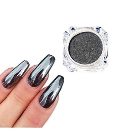 MEILINDS Nail Art Chrome Black Mirror Powder Shiny Ultra Thin Dazzling Pigment Dust Nail Glitter Metal Decor 1g/Bottle