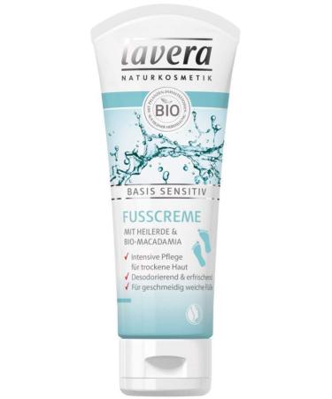 Lavera foot cream basis sensitive with organic macadamia and healing clay 3-pack (3 x 75ml)