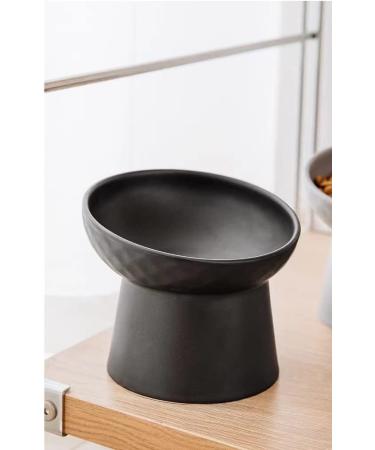 Small Ceramic Raised Cat Bowls - Tilted & Elevated for Stress-Free Feeding - Backflow Prevention - Dishwasher & Microwave Safe - Lead & Cadmium Free - Black - Buy Online on GoSupps.com