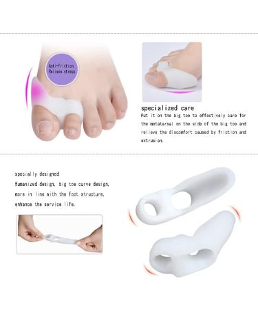 DEAVER Gel Toe Separator Bunion Corrector for Men & Women - Silicone Foot Spacer for Bunion Adjustment - 4 Pairs - Buy Online on GoSupps.com