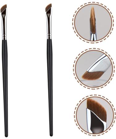 PLAFOPE 2pcs Eyebrow Brush Flat Thin Eyeliner Brush Women Makeup Brush Angled Brush Eye Shadow Brush Metal - Buy Online on GoSupps.com