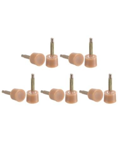 HARFINGTON 5 Pairs TPU High Heel Tips Shoes Replacement Tap Caps for Women High Heel Shoes 2.4mm Pin 7mm Round Shape Heel Repair Caps Beige 7mm Beige Gold Tone