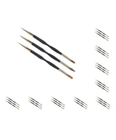 10 set 3 Pieces Nail Art Pen with Handle Line Drawing Double Heads Gel Glitter Brush Manicure Tool Beauty Supply for Professional Salon 10 set Multicolour
