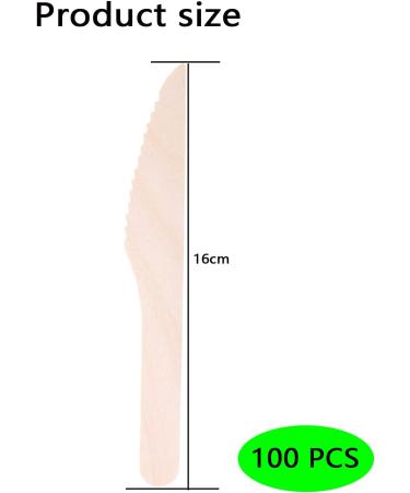 100PCS Disposable Wooden Knifes 160mm / 6.3Inches Natural Eco-Friendly Birchwood Utensils Knifes Wood Knife for Party Picnic Barbecue Restaurant Dinner Dessert - Buy Online on GoSupps.com