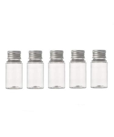 6 emptiness refillable transparent plastic bottles with aluminum screw cap travel container for essential oils powder creams size 10 ml 10ml/0.34oz