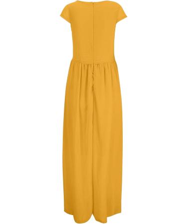 UIKMN Women's Party Dress Cap Sleeve V Neck Chiffon Wrap Gown - Yellow (5XL) - Buy Online on GoSupps.com