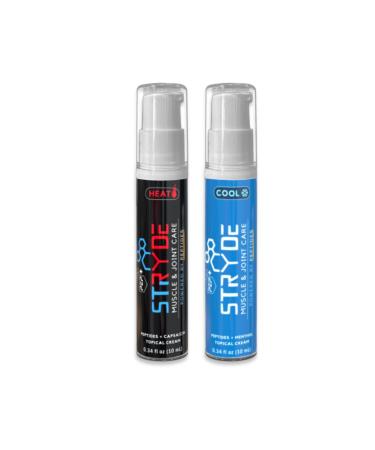 PEP+ STRYDE Peptide-Powered Muscle & Joint Care System Dual-Action Activation & Recovery Creams with Capsaicin + Menthol Fast-Absorbing Non-Greasy 0.34 fl oz (2-Pack 30 40 Uses per Bottle) Heat/Cool 0.34 Fl Oz (10 ml)