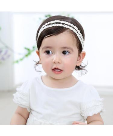 Baby Girls' White Flower Headbands - 10 Piece Elastic Hair Accessories | Soft Arch Headwraps & Gift-Ready - Buy Online on GoSupps.com