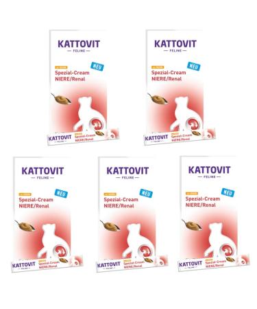 Kattovit Special Kidney Renal Cream with Chicken | Pack of 5 | 5 x 6 x 15 g | Food Supplement for Adult Cats | without Sugar, colorants or preservatives