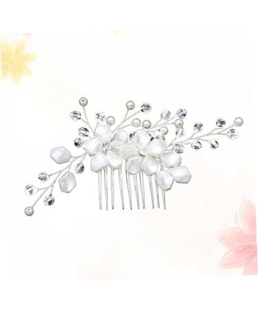 minkissy Wedding Headpiece Bridal Headdress wedding headgear rhinestones pearl flower comb white accessories Pearl Rhinestone Hair Comb Wedding dress Wedding Hair Comb - Buy Online on GoSupps.com