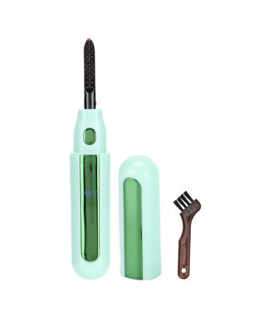 Heated Eyelash Curler Electric Heating Lash Curler Mini Portable Makeup Electric Curling Fast Anti Burn Long Lasting USB Rechargeable with Built in Comb for Women (Green)