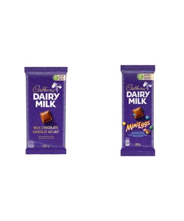 Cadbury Dairy Milk Milk Chocolate 200g & Dairy Milk Mini Eggs Chocolate Candy Bar 100g