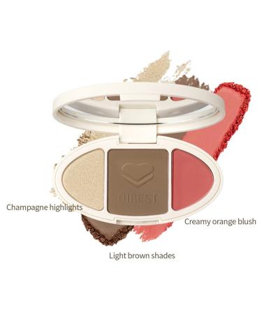 Go Ho 3-In-1 Contour Highlighter Blush Palette - Silky Smooth Pressed Powder for Face Sculpting and Daily Makeup - Buy Online on GoSupps.com