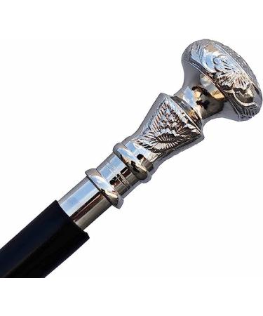 FICUS GIFT Silver Vintage Antique Walking Cane Wooden Walking Stick Silver Brass Handle Knob - Buy Online on GoSupps.com