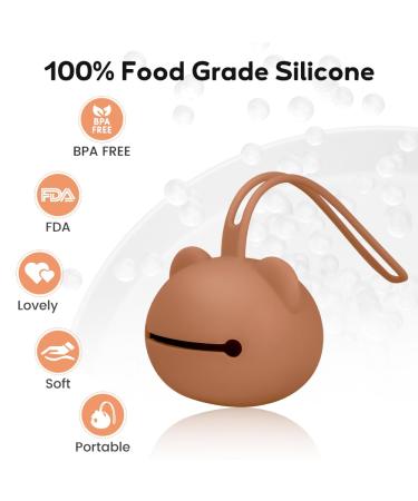 Airfish Silicone Pacifier Box 2 Pack - BPA-Free Baby Bear Pacifier Holder for Travel - Orange & Dark Pink - Buy Online on GoSupps.com
