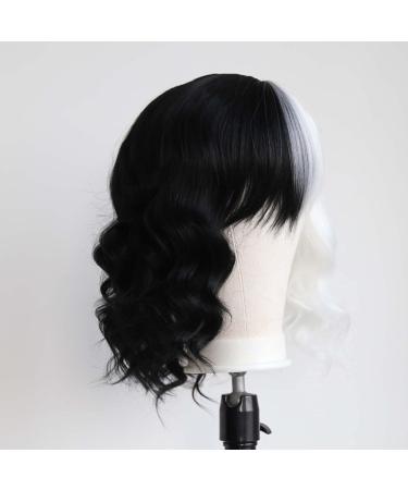 Buy TOWOWM Cruella de Vil Wig - Black & White Synthetic Bob with Pony | Perfect for Cosplay & Daily Wear - Buy Online on GoSupps.com