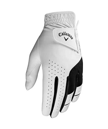 Callaway Golf Men's Weather Spann Premium Synthetic Golf Glove White, Single Medium Prior Gen Model , Standard Worn on Left Hand