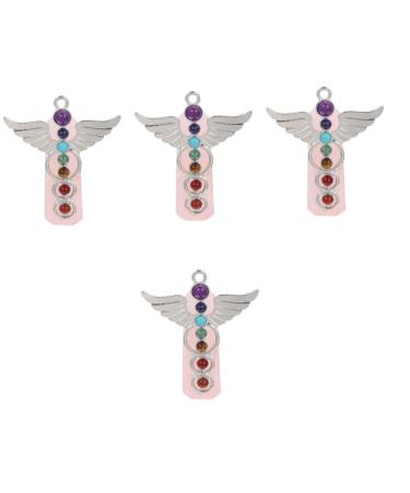Abaodam 4pcs Angel Crystal Ornaments Glass Ornaments Healing Crystals Stones Angel Wing Crystal Hexagon Doll