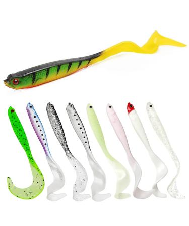 XPEX 8 pieces of rubber pike and pikeperch with twister tail 12cm 6g with hook bags for offset hooks and standard jig heads rubber fish for pike Zander K der Hecht bait rubber fish pikeperch - Buy Online on GoSupps.com