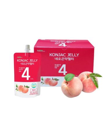 Neo Konjac Jelly Peach 1box (150ml x 10 packs) 4 Calories per Pouch Sugar Free Low Calories Fruit Flavor Jelly with Low carb/Drinkable Zero Sugar Jelly Dessert