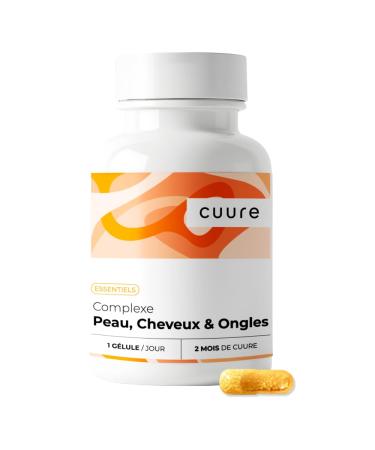 Cuure Skin and Nail Complex Clinically Proven Active Biotin Selenium Zinc and Vitamin B8, B5 - Elasticity & Appearance for Skin and Hair - 60 Days - Made in France