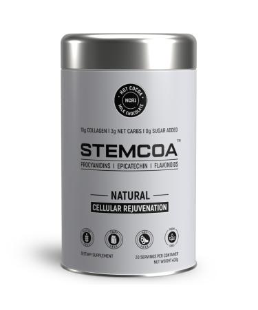 Stemcoa NCR1 - Natural Cellular Renewal & Rejuvenation Milk Chocolate Flavor Hydrolyzed Bovine Collagen Powder with Cocoa & Resveratrol Non-GMO Gluten Free & Keto Diets