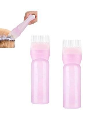 Root Comb Applicator Bottle Hair Dye Applicator Brush Portable Hair Oil Applicator Bottle Squeeze Bottle Applicator Brush For Hair Dye Home Salon Pink*2pcs